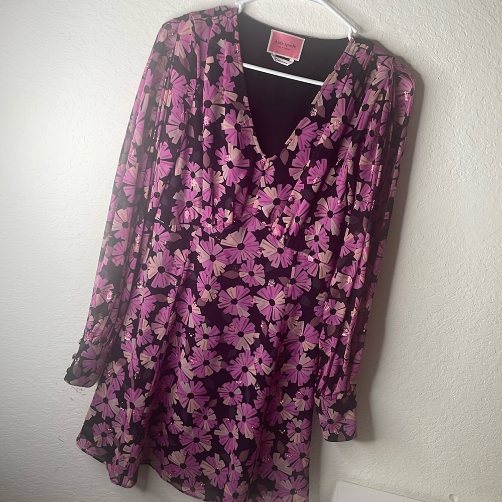 Preloved Kate Spade Wallflower pink floral silk mini dress size 2